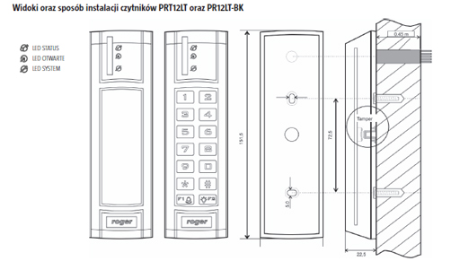 Czytnik zblieniowy ROGER PRT12LT-G - Seria PRTxxLT